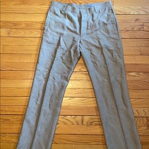 Tan unhemmed dress pants